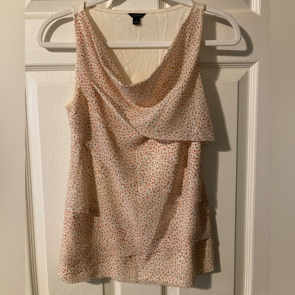 Ann Taylor ruffled sleeveless top size small